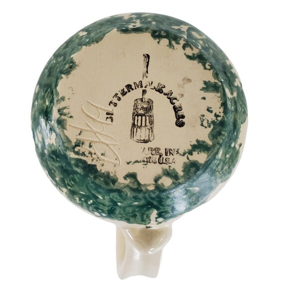 Buttermilk Acres Coffee Mug 12 oz Pinecone Pottery Spongeware USA Vintage - Picture 3 of 11